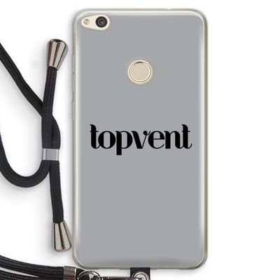 Topvent Grijs Zwart: Huawei Ascend P8 Lite (2017) Transparant Hoesje met koord
