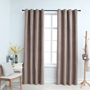 VidaXL Gordijn verduisterend met metalen ringen 2 st 140x175 cm taupe