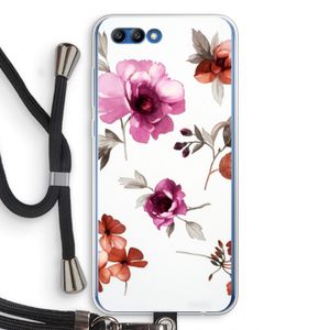 Geschilderde bloemen: Honor 10 Transparant Hoesje met koord
