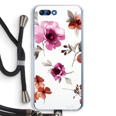 Geschilderde bloemen: Honor 10 Transparant Hoesje met koord
