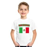 Supporters kleding - t-shirt van vlag Mexico - wit - voor kinderen - korte mouwen - sport