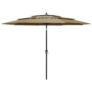 vidaXL Parasol 3-laags met aluminium paal 3 m taupe