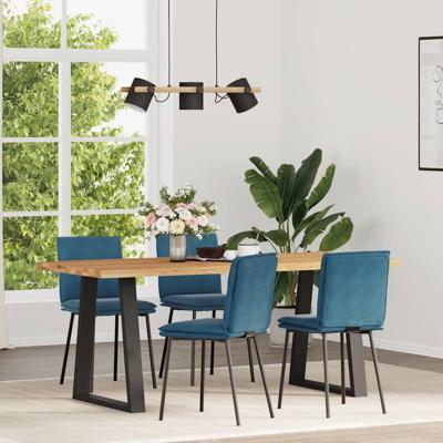 Eetkamerstoelen 4 st fluweel blauw