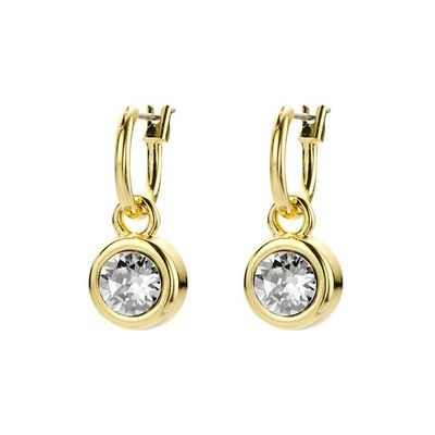 Biba Hang Oorbellen met Swarovski Steentje Silver Shade Goud