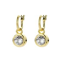 Biba Hang Oorbellen met Swarovski Steentje Silver Shade Goud
