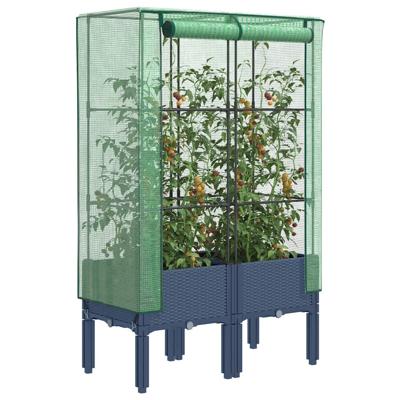 Plantenbak verhoogd met kashoes 80x40x140 cm rattanlook