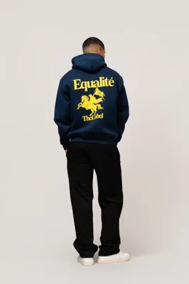 Equalité Verity Hoodie Heren Donkerblauw - Maat XS - Kleur: DonkerblauwGeel | Soccerfanshop