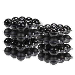 72x stuks glazen kerstballen zwart 4 en 6 cm mat/glans