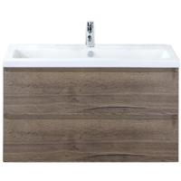 Vogue Badmeubelset 100 cm - Greeplijst in Kleur - Tabacco - Keramische Wastafel Wit 1 Kraangat