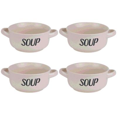 Soepkom van aardewerk - 12x - Creme wit - Dia 13,5 cm - 470 ml - Servies - Soepkommen