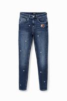 Push-up skinny jeans met bloemen - BLUE - 38