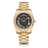 CAGARNY 6866 Fashion Life waterdichte gouden stalen band quartz horloge (zwart)