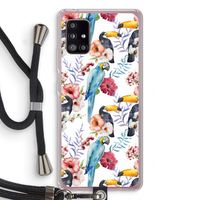 Bloemen tukan: Samsung Galaxy A51 5G Transparant Hoesje met koord