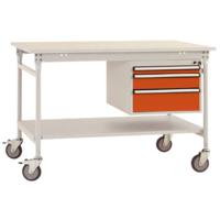 Manuflex BB5361.2001 Compleet bijzettafel basismobiel met melamine schijf + behuizing onderbouw, bxdxh: 1000 x 800 x 850 mm Rood-oranje (RAL 2001) - thumbnail