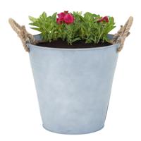 Plantenpot/bloempot emmer Old Rope - zink - zilver - D30 X H29 cm - thumbnail