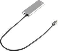 Renkforce USB 3.2 Gen 1-hub 3 poorten Met ingebouwde SD-kaartlezer, Met aluminium behuizing Zilver - thumbnail