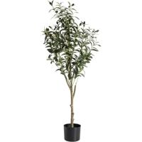 Leen Bakker - Kunstboom In Pot Olijfboom - /zwart - 120 Cm - Kunststof - Groen