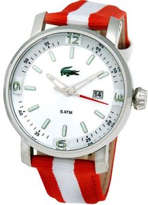 Lacoste horlogeband 2010439 / LC-12-1-14-0040 Leder Multicolor 22mm + oranje stiksel