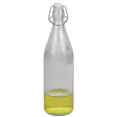 Urban Living Beugelfles/Weckfles - transparant glas - luchtdicht - 1 liter - waterfles