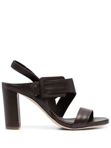 Del Carlo open-toe leather sandals - Marron