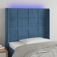 Hoofdbord LED 93x16x118/128 cm fluweel donkerblauw