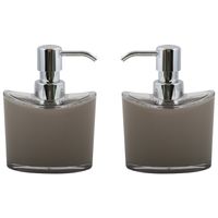 Zeeppompje/zeepdispenser Aveiro - 2x - PS kunststof - beige/zilver - 11 x 14 cm - 260 ml