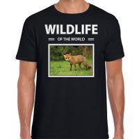 Vos t-shirt met dieren foto wildlife of the world zwart voor heren