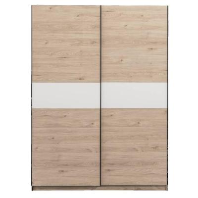 Leen Bakker - Schuifdeurkast Genua - Eikenkleur/wit - 204x150x60 Cm - Spaanplaat - Bruin - 150.6x204x60.3 Cm