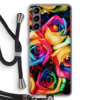 Neon bloemen: Samsung Galaxy S21 Transparant Hoesje met koord