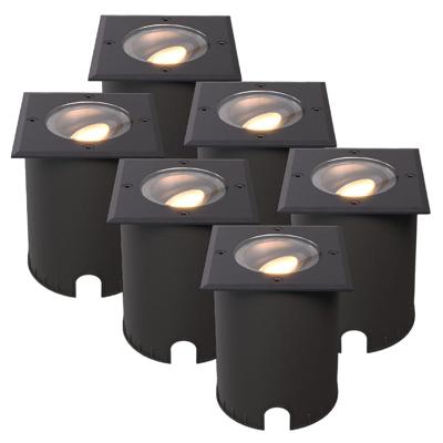 Set van 6 Cody LED Grondspots Zwart - GU10 4,4 Watt 345 lumen dimbaar - 2700K warm wit - Kantelbaar - Overrijdbaar - Vierkant - IP67 waterdicht Set van 6 Cody LED Grondspots Zwart - GU10 4,4 Watt 345 lumen dimbaar - 2700K warm wit - Kantelbaar - Overrijdbaar - Vierkant - IP67 waterdicht