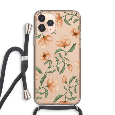 Peachy flowers: iPhone 11 Pro Transparant Hoesje met koord