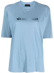 Moncler t-shirt en coton à logo imprimé - Bleu