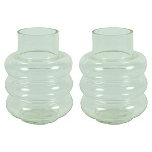 Countryfield Bloemenvaas Bubbles - 2x - helder transparant - glas - D17 x H22 cm - Vazen