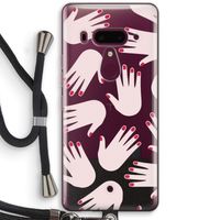 Hands pink: HTC U12+ Transparant Hoesje met koord