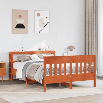 Bedframe zonder matras massief grenenhout wasbruin 160x200 cm