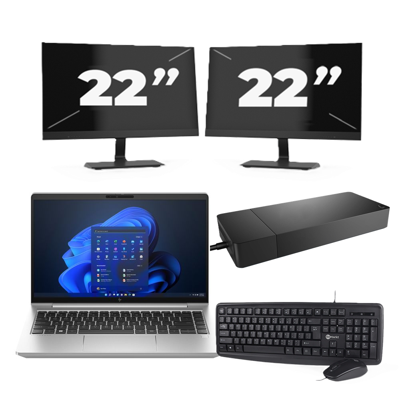 HP EliteBook 640 G10 - Intel Core i5-13e Generatie - 14 inch - 16GB RAM - 256GB SSD - Windows 11 Home + 2x 22 inch Monitor HP EliteBook 640 G10 - Intel Core i5-13e Generatie - 14 inch - 16GB RAM - 256GB SSD - Windows 11 Home + 2x 22 inch Monitor