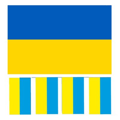 Bellatio Decorations - Vlaggen versiering set - Oekraine - Vlag 90 x 150 cm en vlaggenlijn 4 meter