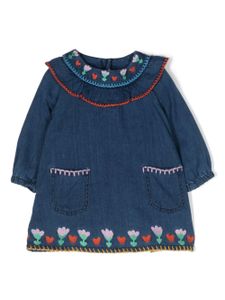 Stella McCartney Kids robe en jean à broderies - Bleu