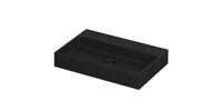 Wastafel United Porselein zonder kraangat incl. porseleinen click plug en verborgen overloop systeem 70 cm x 45 cm x 11 cm Mat zwart 0206024