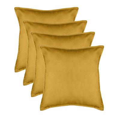 Bank/sierkussens huiskamer Sophia - 4x stuks - 52 x 52 cm - Okergeel - polyester - met rits
