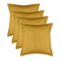 Bank/sierkussens huiskamer Sophia - 4x stuks - 52 x 52 cm - Okergeel - polyester - met rits