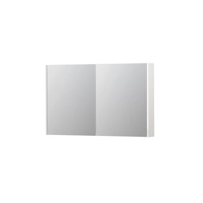 INK SPK2 Spiegelkast - 120x14x74cm - 2 deuren - dubbelzijdige Spiegel - schakelaar en stopcontact - MDF lak wit hoogglans 1105356