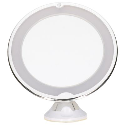 LED ring make-up spiegel met zuignap - wit - 20 x 22 cm - 5x zoom
