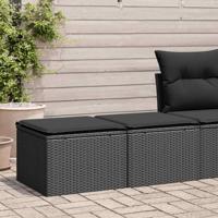 2-delige Loungeset met kussens poly rattan acacia zwart