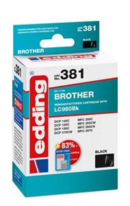 Edding Inktcartridge vervangt Brother LC-980BK Compatibel Zwart EDD-381 18-381