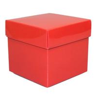 Luxe cadeaudoosje met deksel - rood metallic - 10 x 10 x 10 cm