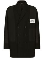 Dolce & Gabbana blazer croisé à patch logo - Noir - thumbnail