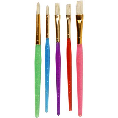 Creativ Company Kwasten voor kinderen, afm 8+12+18, l: 14-16 cm, b: 5-10 mm, plat,rond, diverse kleuren, 5 stuk/ 1 doos