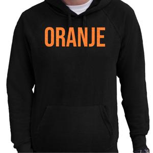 Bellatio Decorations Koningsdag hoodie voor heren - oranje - zwart - met glitters - feestkleding 2XL  -