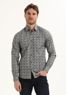 Gabbiano Overhemd Poplin Print 335738 Overhemd 5703 Teal Blue